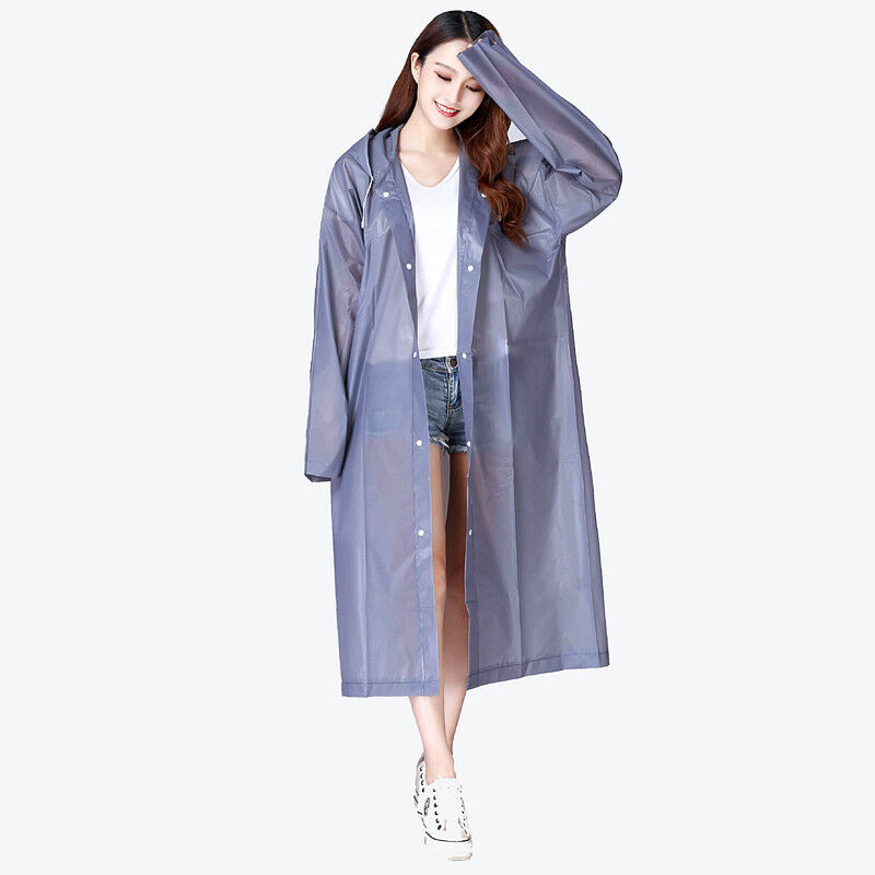 户外时尚雨衣男女环保轻便雨衣加厚开衫纽扣式出行雨衣时尚灰