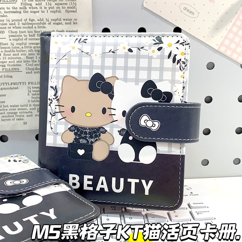 黑格子KT猫M5磁扣本可爱三丽鸥笔记本卡通动漫卡册凯蒂猫手账本