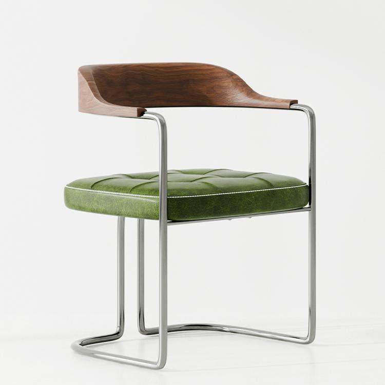 冇集空间 | 包豪斯不锈钢餐椅中古风实物金属极简设计师款扶手椅