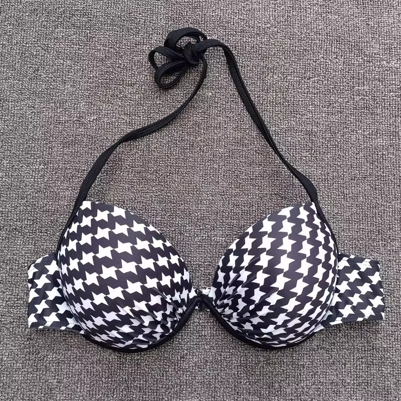 2024新款比基尼泳衣时尚千鸟格性感单品上衣女钢托小胸聚拢bikini