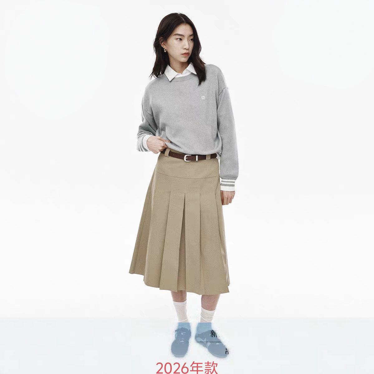 HM女装半身裙春季学院风