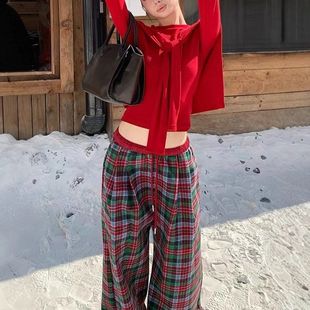 bel外搭披肩 女冬磨毛圣诞上衣美洋方显瘦修身 短款 德绒裇t红色长袖