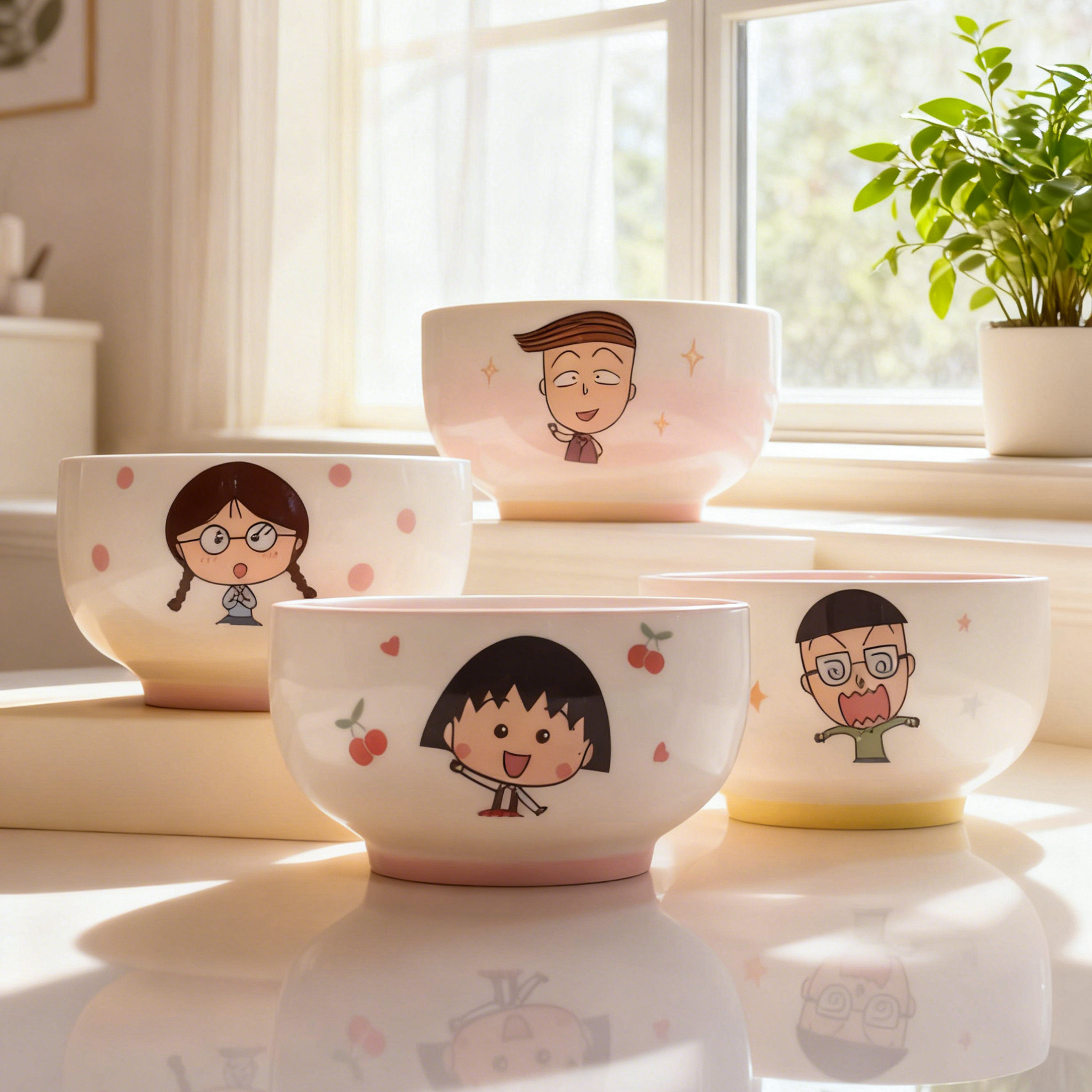 小丸子陶瓷饭碗2025新款高颜值可爱卡通陶瓷碗家用餐具生日礼物