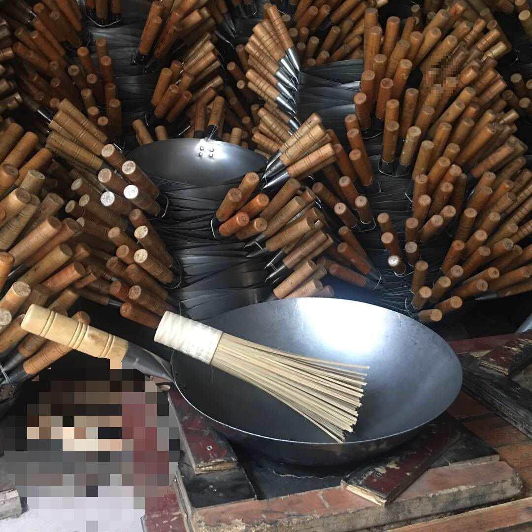 饭店食堂大排档炒锅商用无涂层铁锅爆炒传统单柄锅燃气灶