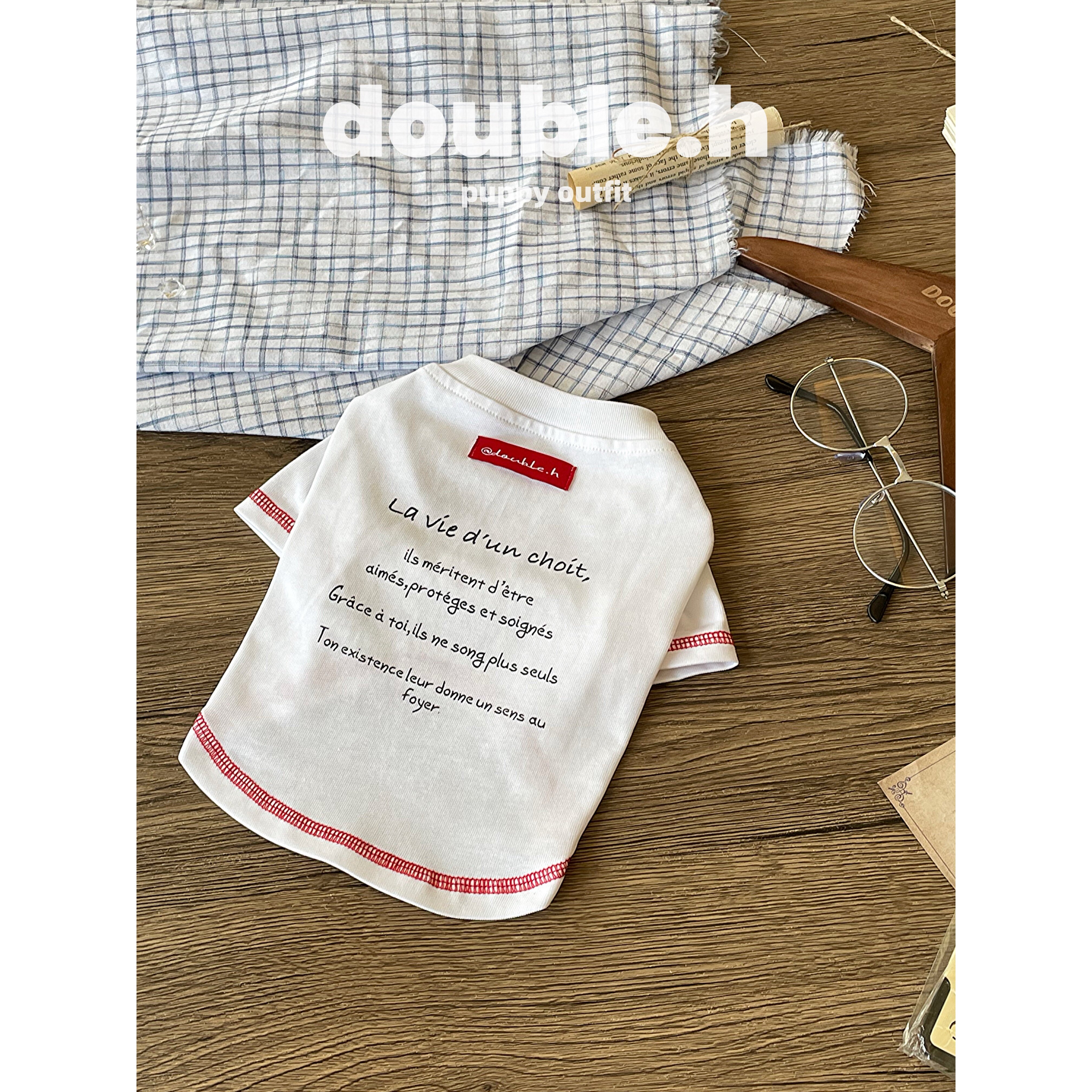 double.h 宠物短袖日系字母印花系列T恤 马尔济斯比熊西施小型犬