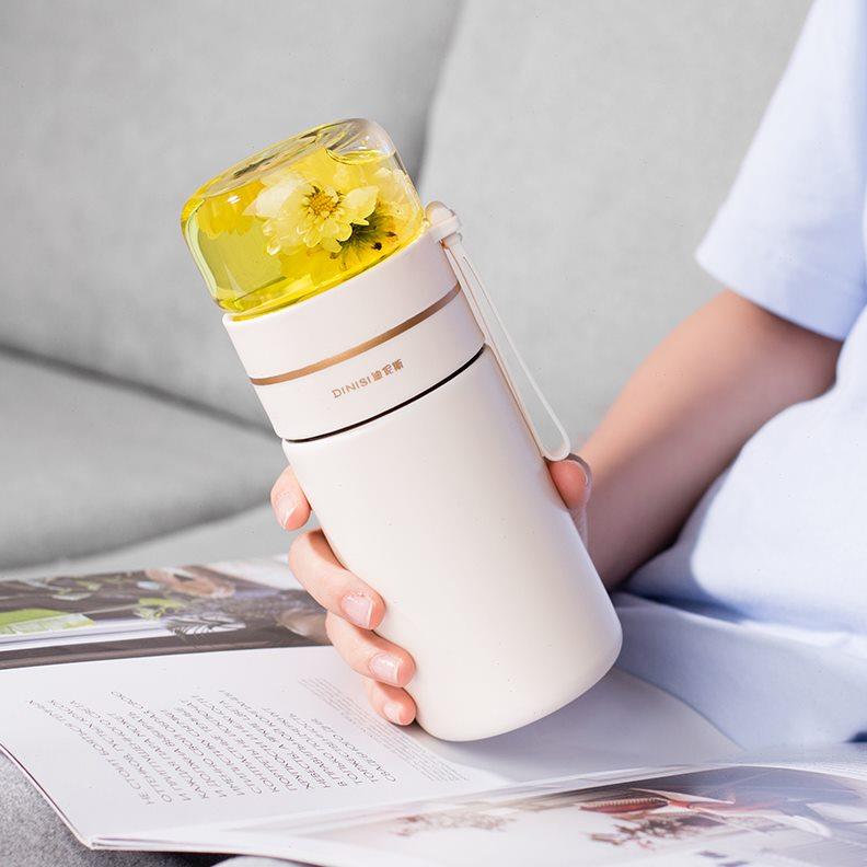 茶水分离保温杯316不锈钢水杯2023新款女高颜值泡茶杯子个人专用