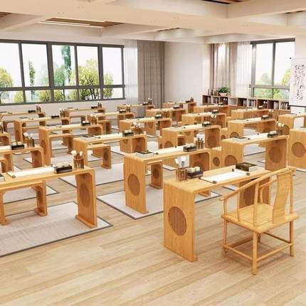书法桌国学桌实木家用仿古中式古典围棋桌椅培训班学生课专用教室