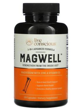 Live Conscious,MagWell，3 合 1 高级配方，120 粒胶囊