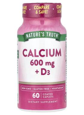 Nature's Truth,Calcium Plus 维生素 D3，600 毫克，60 片包衣囊
