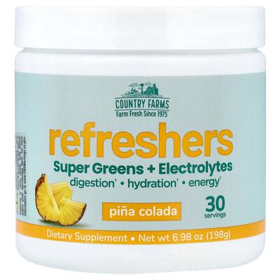 Country Farms,Refreshers, Super Greens + Electrolytes, Pina