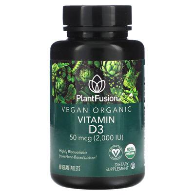 PlantFusion,Vitamin D3, 50 mcg (2,000 IU), 60 Vegan Tablets