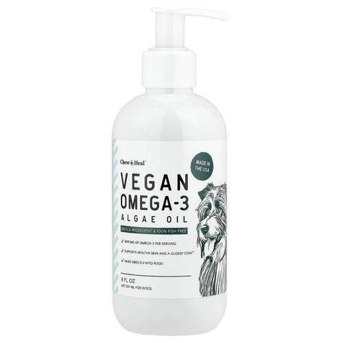 Chew + Heal,Vegan Omega-3 Algae Oil, For Dogs, 8 fl oz (237