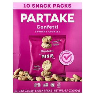 Partake,Crunchy Cookies, Confetti, 10 Snack Packs, 0.67 oz (