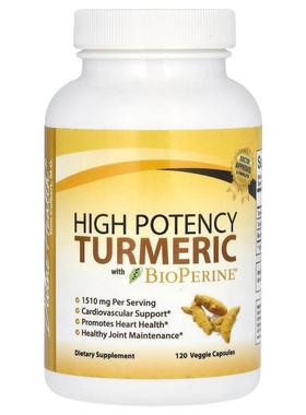 Divine Health,Turmeric With BioPerine, High Potency, 120 Veg