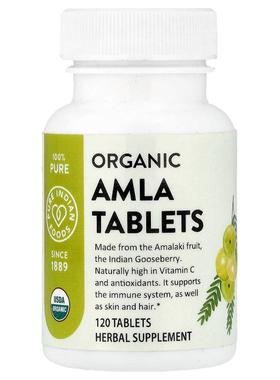 Pure Indian Foods,Organic Amla Tablets, 120 Tablets