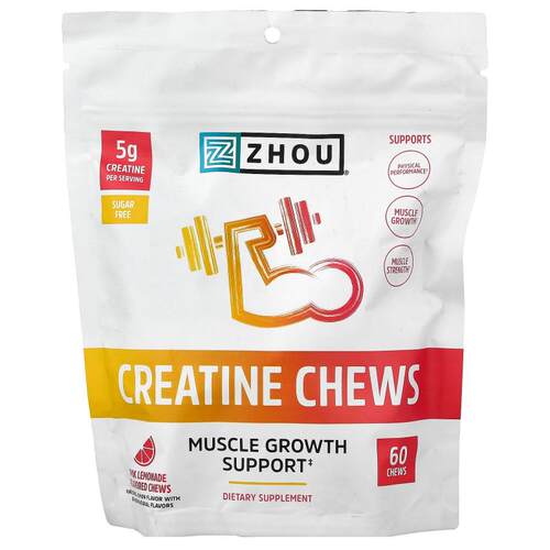 Zhou Nutrition,Creatine Chews, Pink Lemonade, 60 Chews