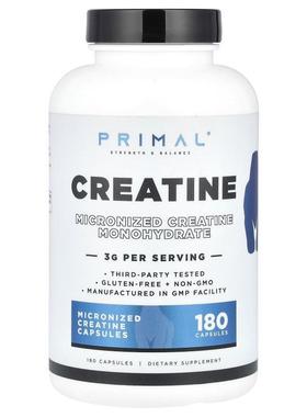 PrePrimal,肌酸，3 克，180 粒胶囊（每粒胶囊 0.75 克）