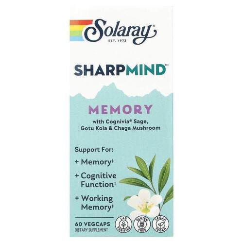 Solaray,记忆与Cognivia®Sage，积雪草和白桦茸