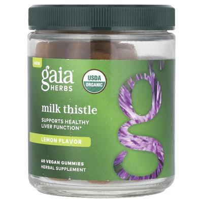 Gaia Herbs,Milk Thistle Gummies, Lemon, 60 Vegan Gummies