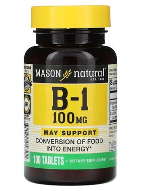 Mason Natural,B-1, 100 mg, 100 Tablets