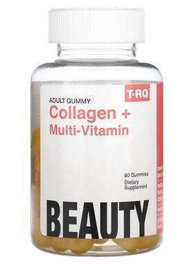 T-RQ,Adult Gummy, Collagen + Multi-Vitamin, Lemon, 60 Gummie