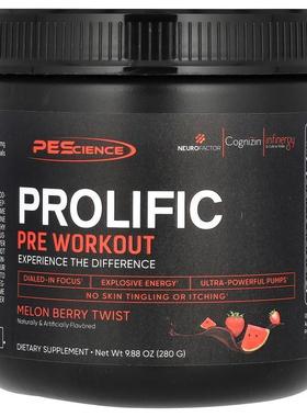 PEScience,Prolific，锻炼前，蜜瓜莓果味，9.88 盎司（280 克）