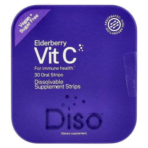 Diso,Elderberry, Vit C, 30 Oral Strips