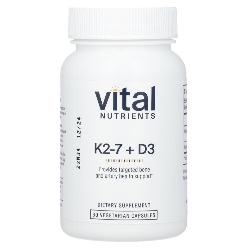 Vital Nutrients,K2-7 +D3,60 粒素食胶囊