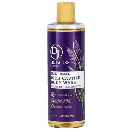 Dr. Jacobs Naturals,Plant-Based Rich Castile Body Wash, Lave