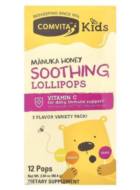 Comvita,Kids, Manuka Honey Soothing Lollipops, Ages 3 and Up