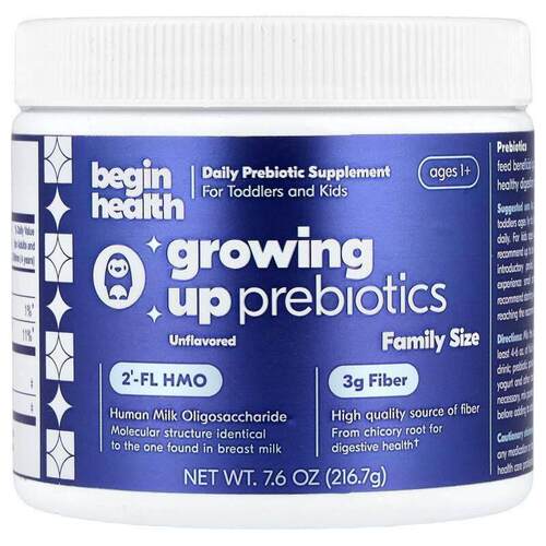 Begin Health,Growing Up Prebiotics, Ages 1+, Unflavored, 7.6