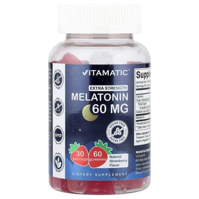 Vitamatic,Melatonin Gummies, Natural Strawberry, Sugar Free