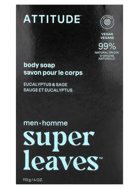爱的态度,Super Leaves™, Body Bar Soap, For Men, Eucalyptus &