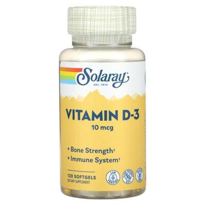 Solaray,Vitamin D-3, 10 mcg, 120 Softgels