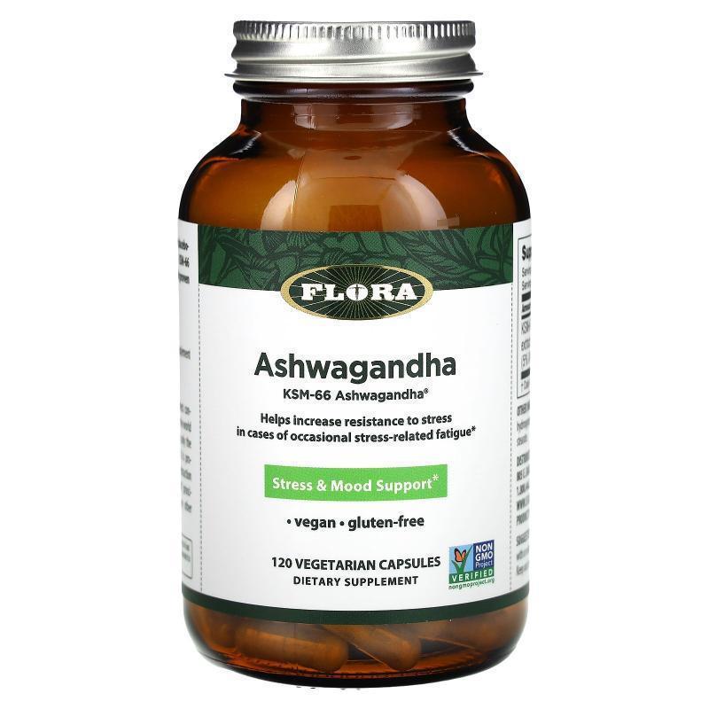 Flora,Ashwagandha, 120 Vegetarian Capsules