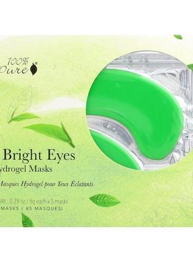 100% PURE,Bright Eyes, Hydrogel Eye Masks, 5 Masks