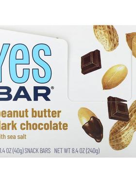 Yes Bar,Peanut Butter Dark Chocolate with Sea Salt , 6 Bars,
