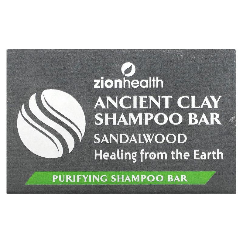 Zion Health,Ancient Clay, Shampoo Soap Bar, Sandalwood, 6 oz