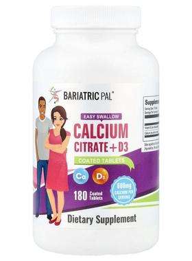 BariatricPal,Calcium Citrate + D3, 180 Coated Tablets