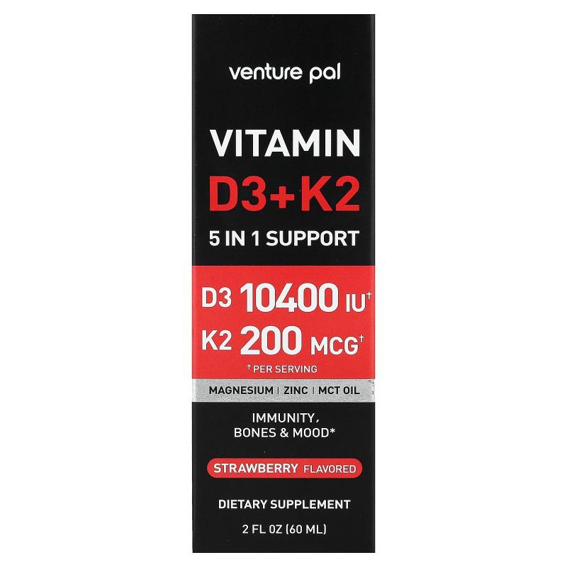 Venture Pal,Vitamin D3 + K2, Strawberry, 2 fl oz (60 ml)
