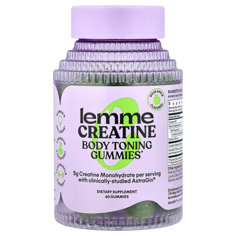 Lemme,Creatine, Body Toning Gummies, Sour Apple, 60 Gummies图片