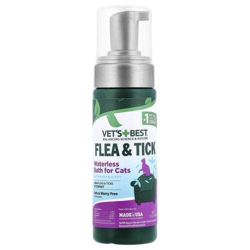 Vets Best,Flea & Tick Waterless Bath For Cats, Cotton Sp