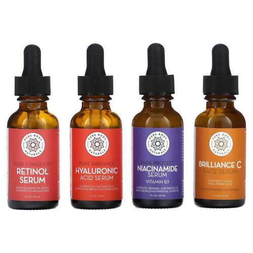 Pure Body Naturals,面部精华套装4件套