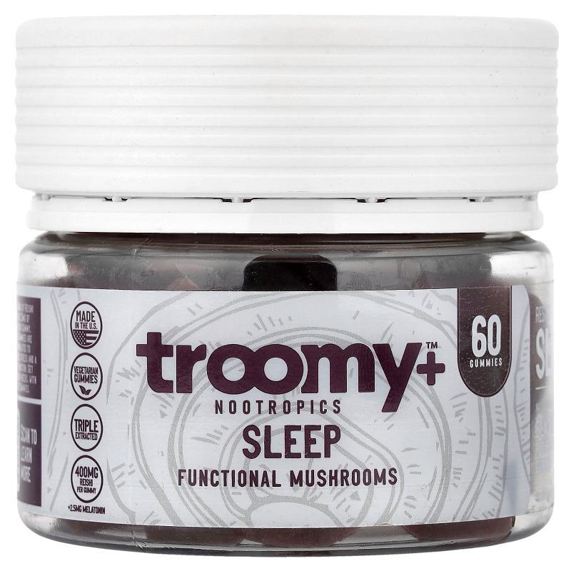 Troomy Nootropics,Sleep, Functional Mushrooms Gummies, Black