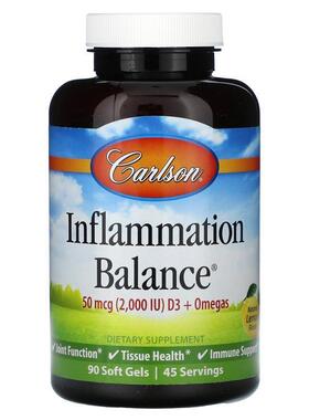 Carlson,Inflammation Balance D3 + Omegas，天然柠檬，25 微克1