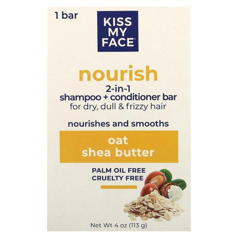 Kiss My Face,Nourish 2-in-1 Shampoo + Conditioner Bar, For D