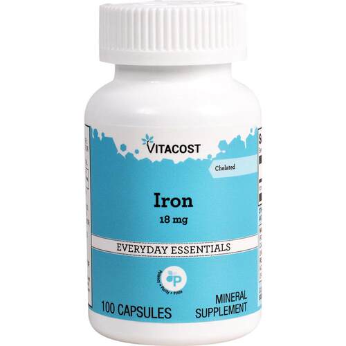 Vitacost,Iron, 18 mg, 100 Capsules