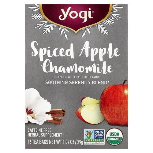 约琪,Spiced Apple Chamomile, Caffeine Free, 16 Tea Bags, 1.0
