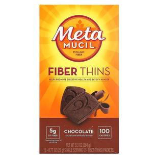 Metamucil,Fiber Thins,巧克力味,12袋纤维块,每袋0.77盎司(2