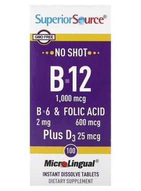 Superior Source,B-12, B-6 &amp;amp; Folic Acid, Plus D3,